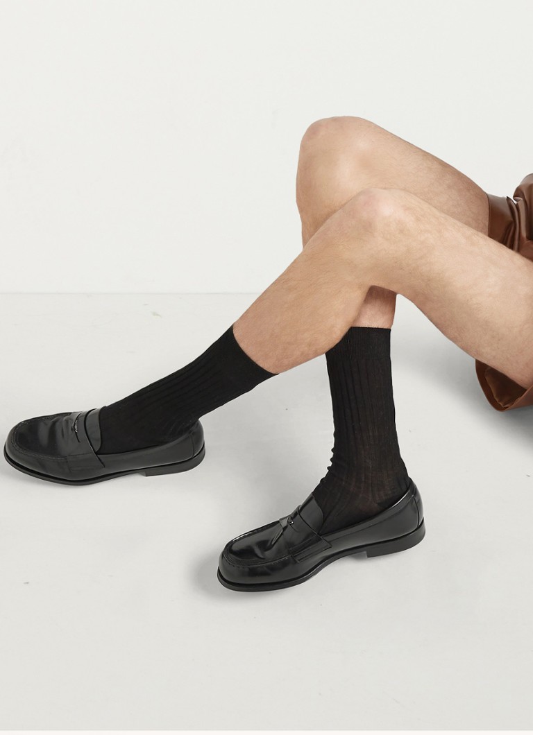 Prada leather loafer with logo