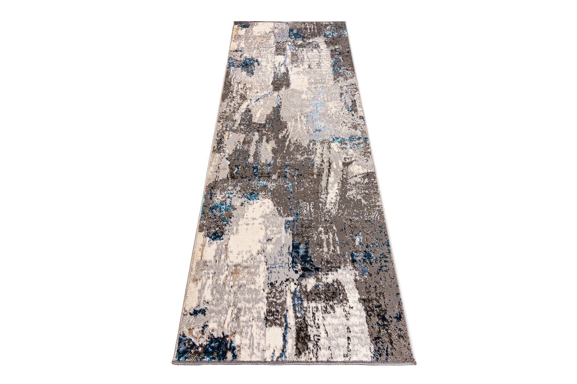 Läufer Läufer Flurläufer Modern für Vorzimmer - Abstrakt - Beige Grau Blau, Mazovia, 60 x 100 cm, Kurzflor, Meterware, Höhe 8 mm, Kurzflor - niedrige Florhöhe