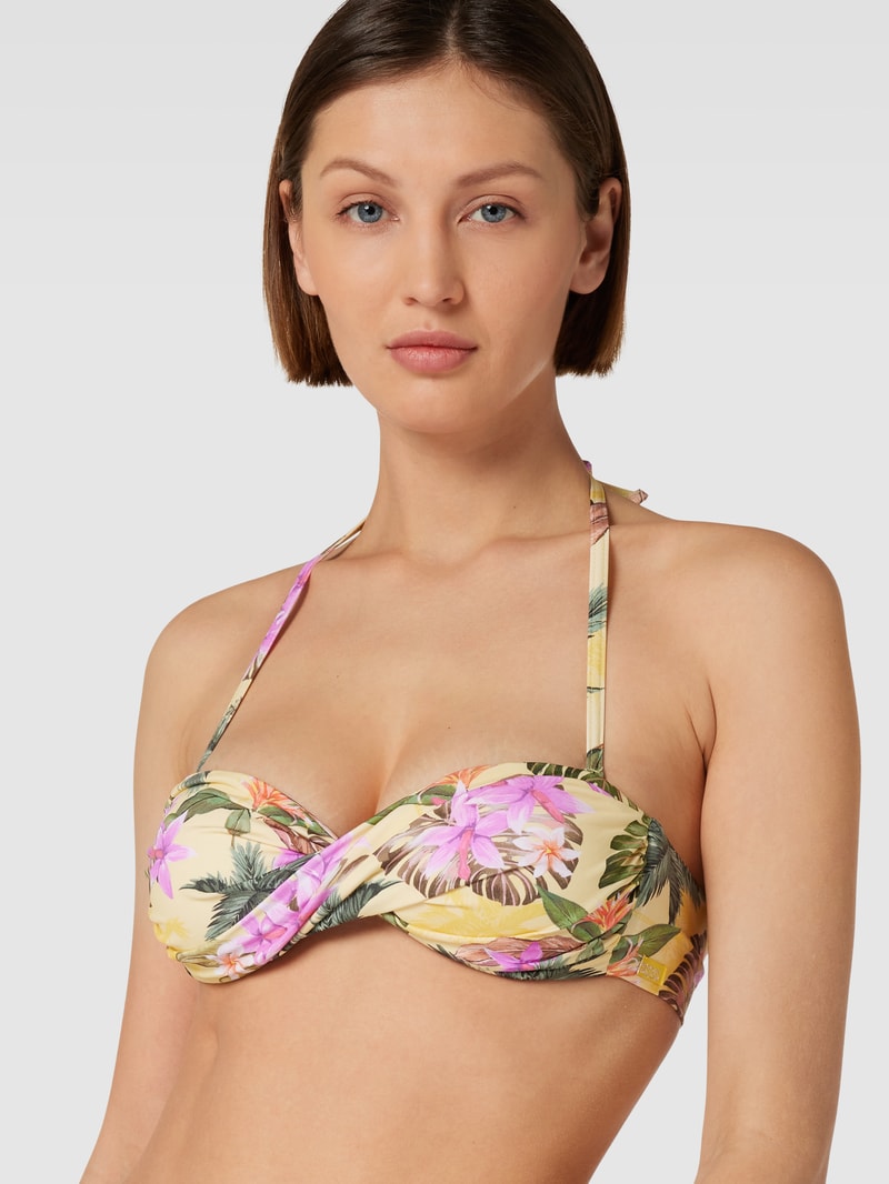Bikini-Oberteil mit floralem Muster Modell 'BORO' in hellgelb