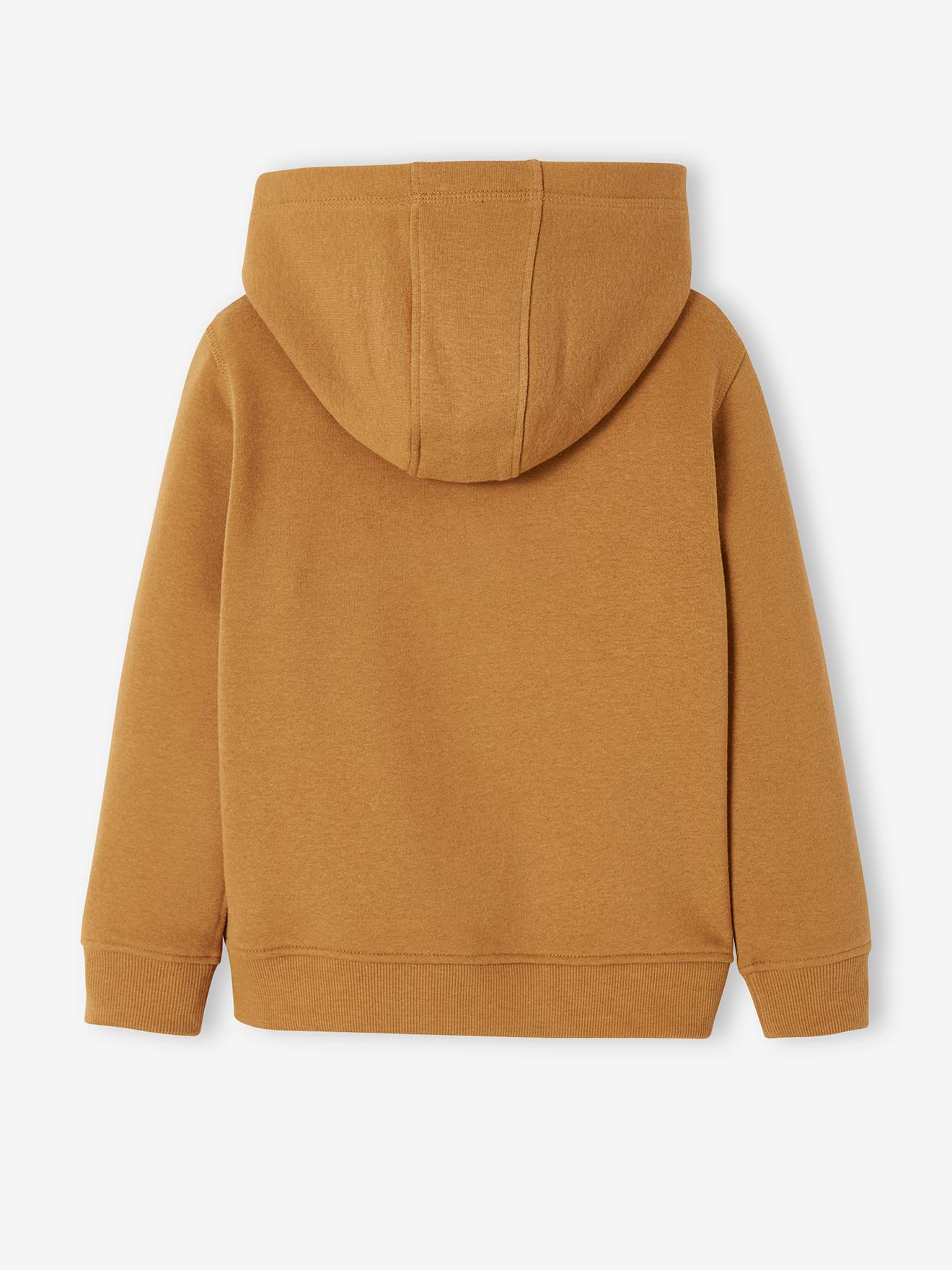 Sweat zippé à capuche Basics garçon motif graphique ocre