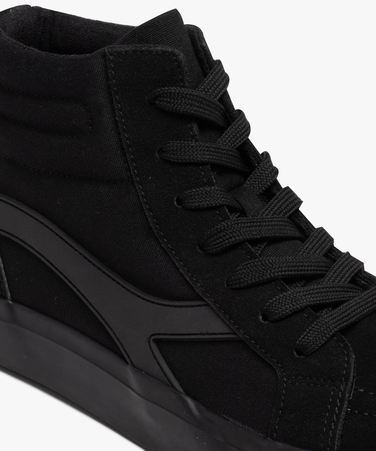 Baskets homme mid-cut en toile et suédine unie noir | GEMO