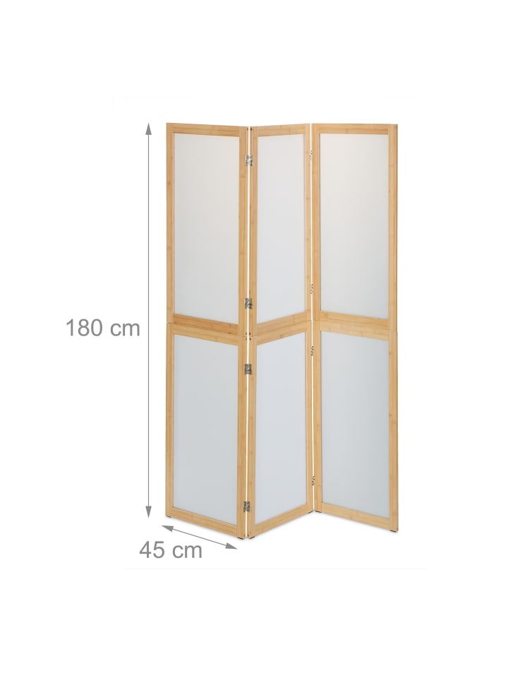 relaxdays Paravent in Natur/ Weiß - (B)136,5 x (H)180 cm günstig kaufen onesize