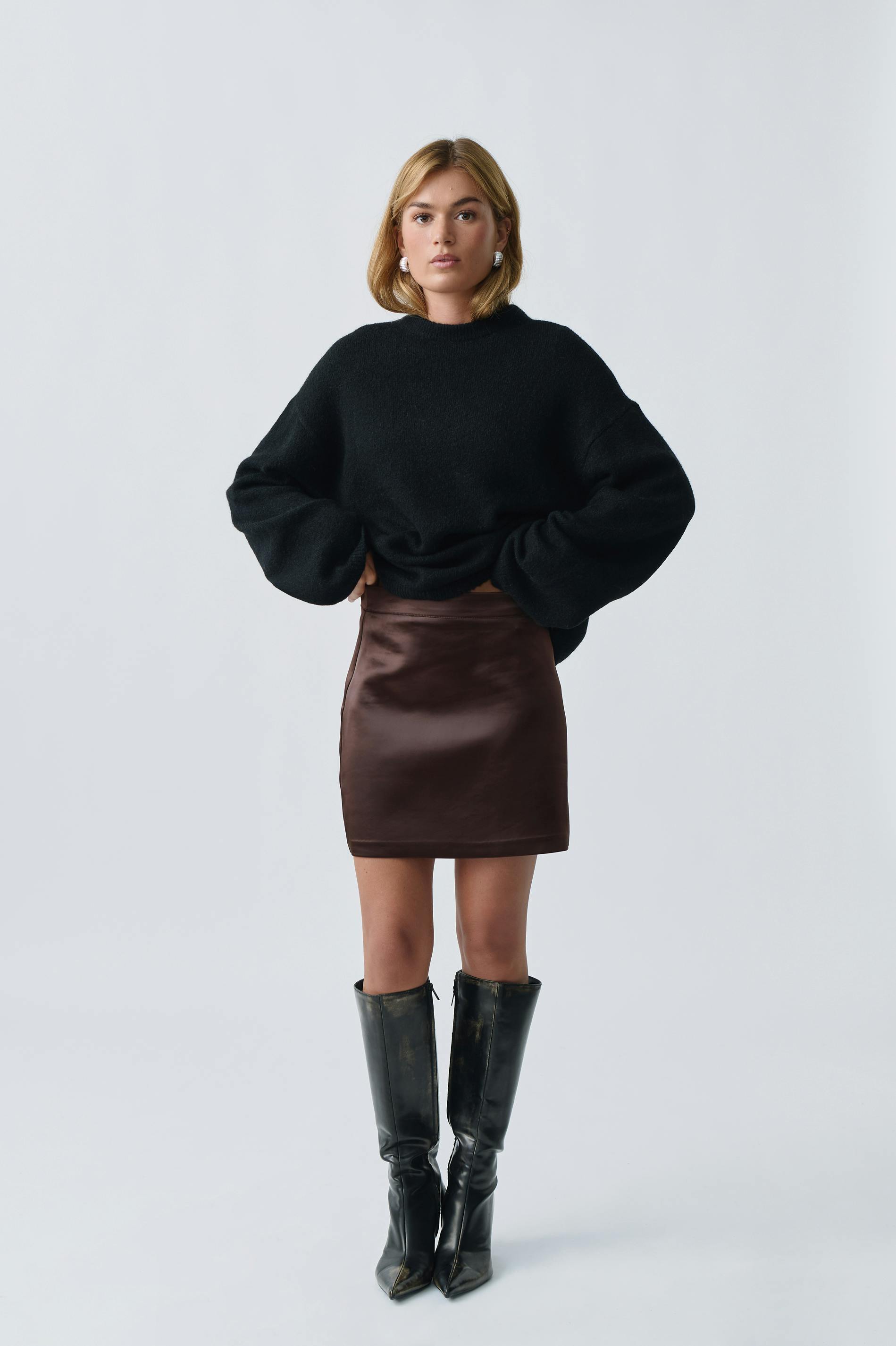 Satin mini skirt
