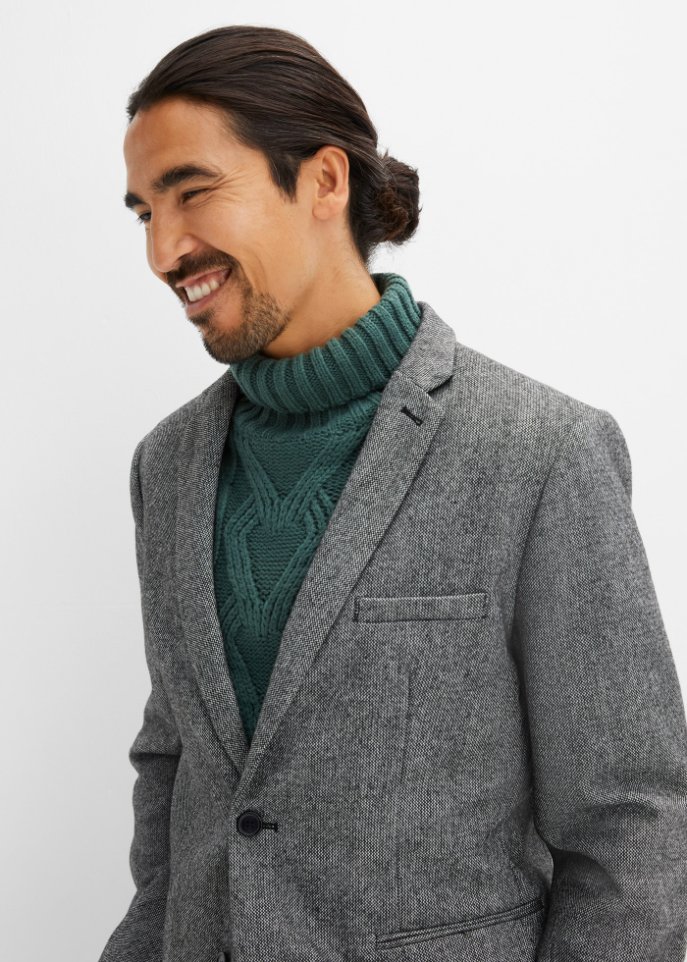 Rollkragenpullover mit Zopfmuster