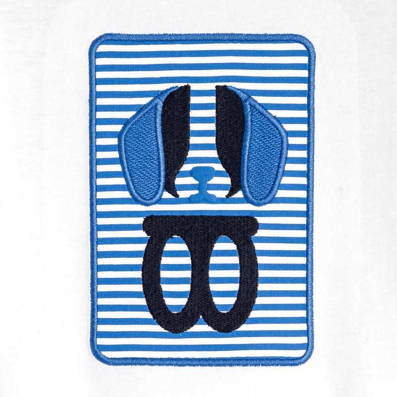 T-shirt patch chien brodé blanc bébé garçon