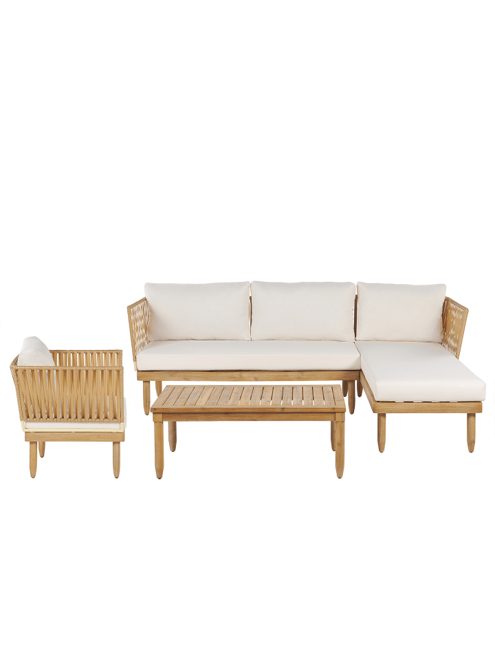 Beliani 4-tlg Lounge Set CREMONA in Heller Holzfarbton/Weiß günstig kaufen onesize