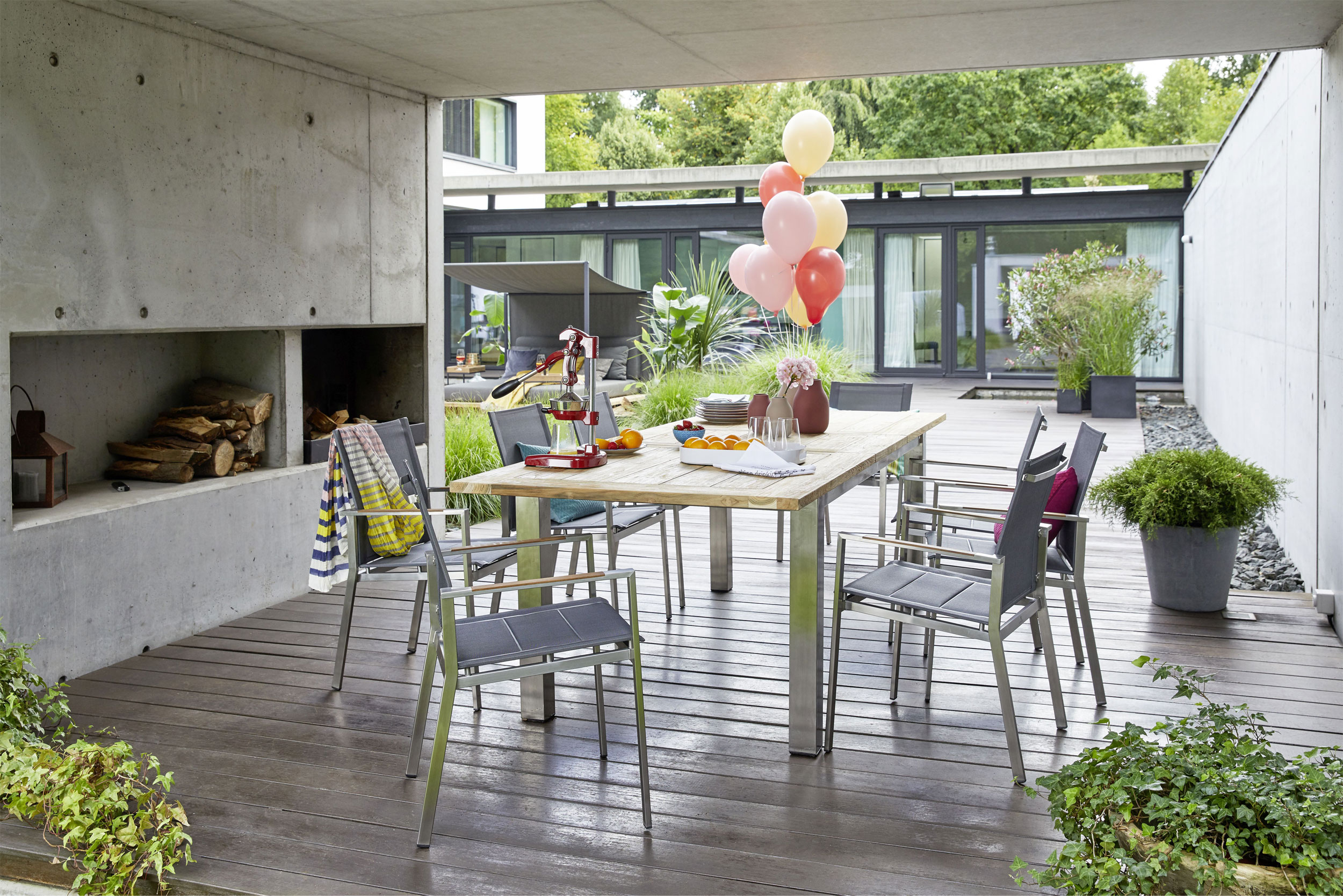 OUTDOORGartenstuhl Edelstahl/Teak