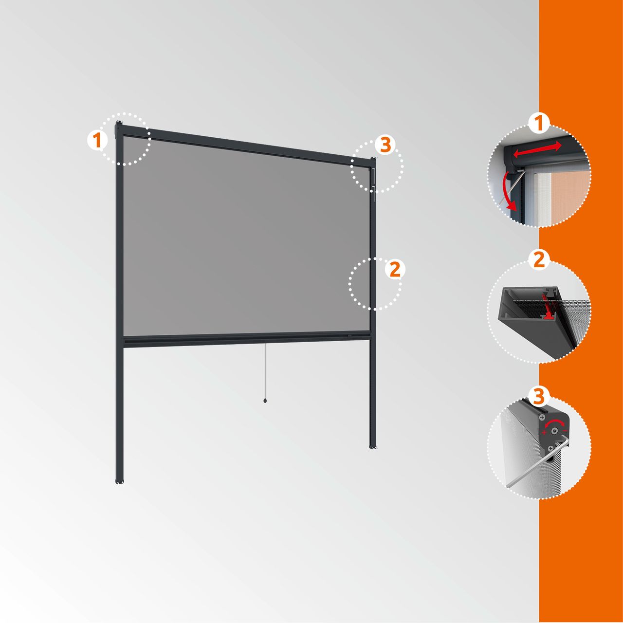 Powertec Insektenschutz Plus Rollo Fenster 100x160cm Anthrazit
