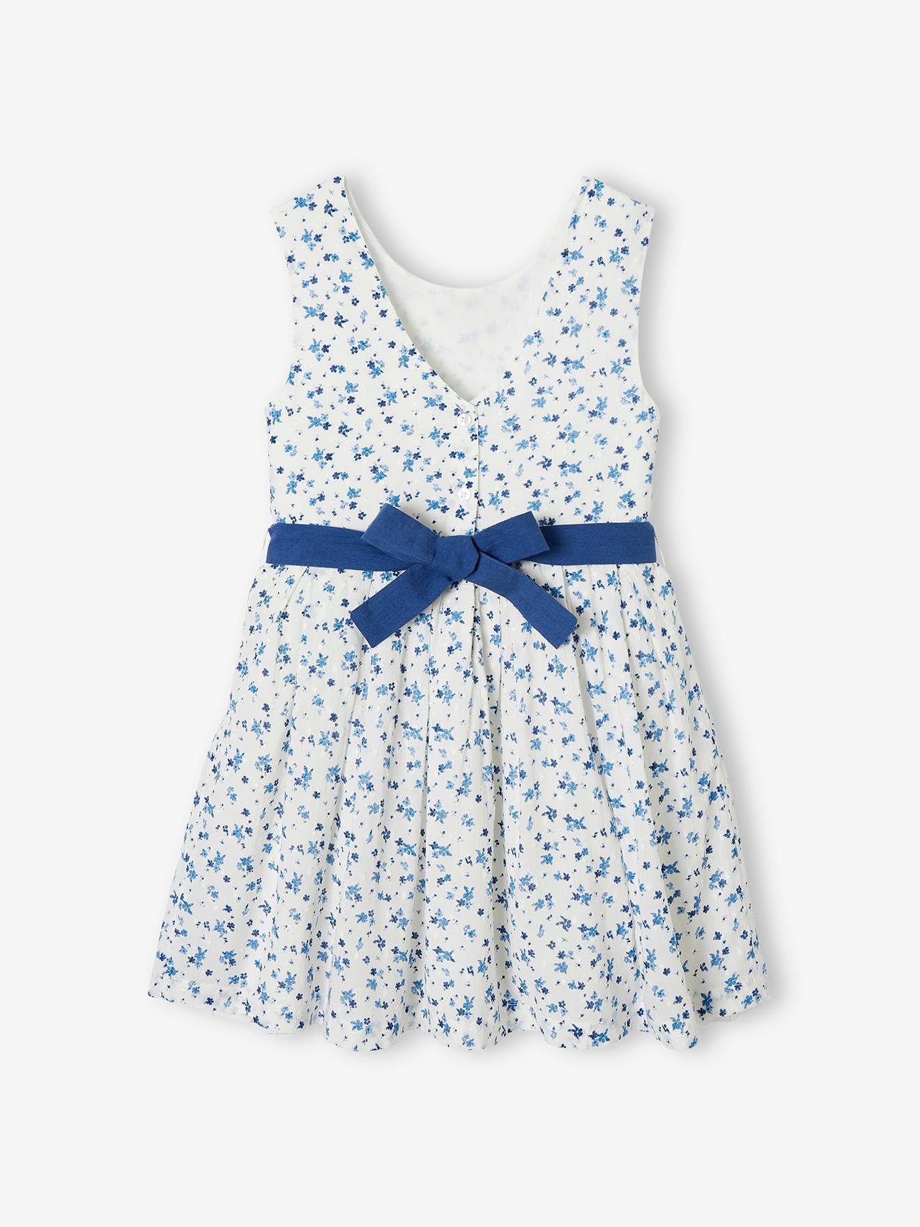 Vertbaudet Mädchen Festkleid mit Schleife hinten - wollweiß