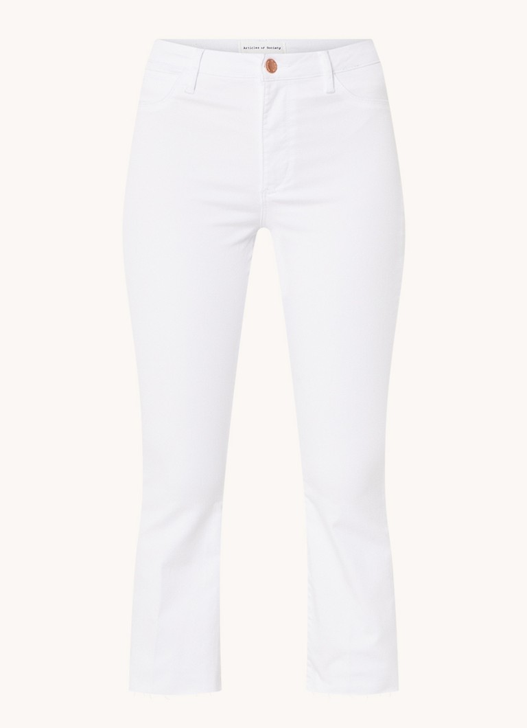 Articles Of Society London mid waist flared cropped jeans with colored wash