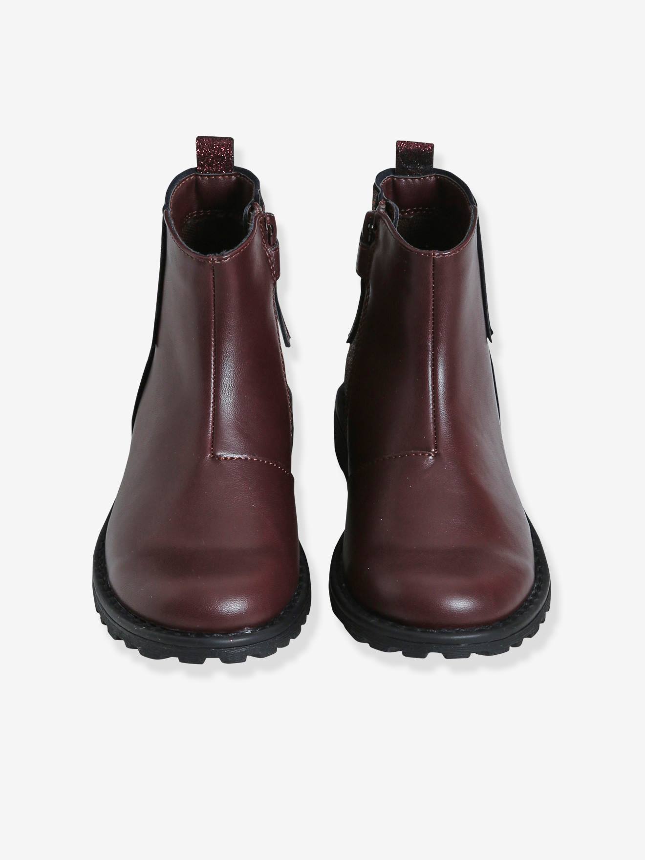 Boots fantaisie paillettes fille chocolat