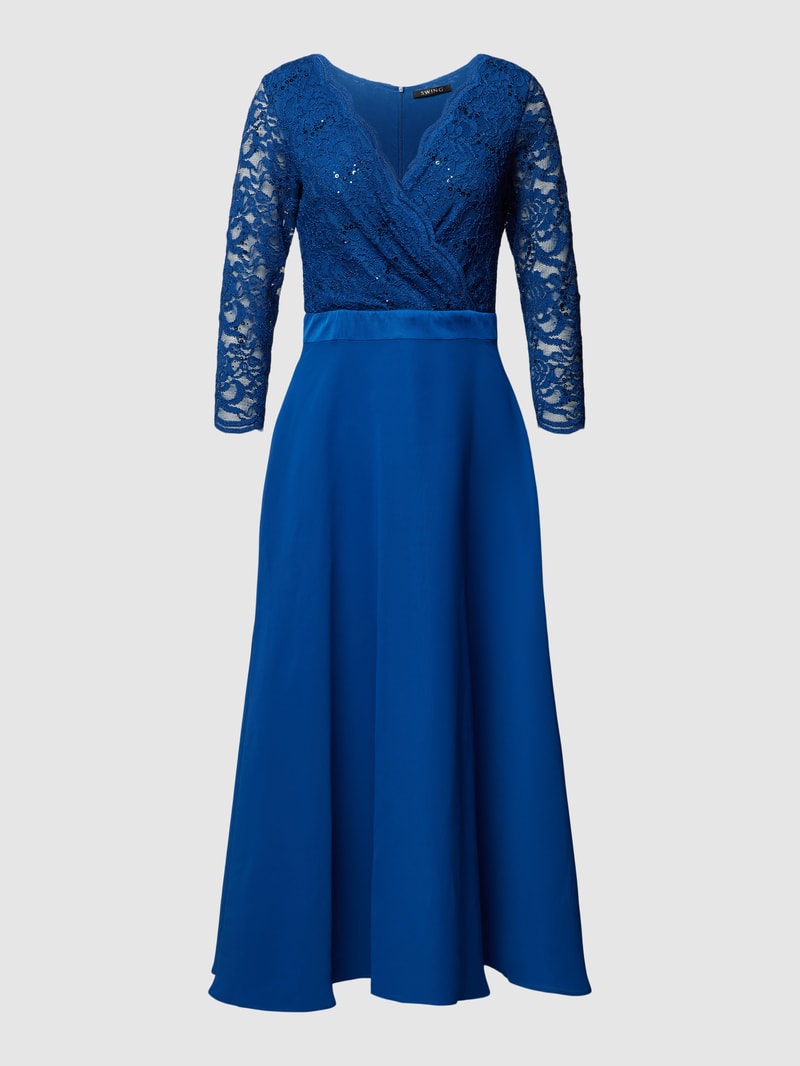 Cocktailkleid mit V-Ausschnitt in royalblau
