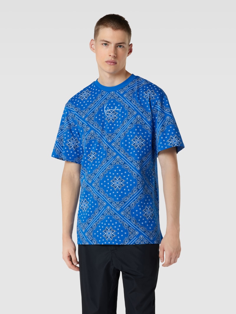 T-Shirt mit Paisley-Muster in blau