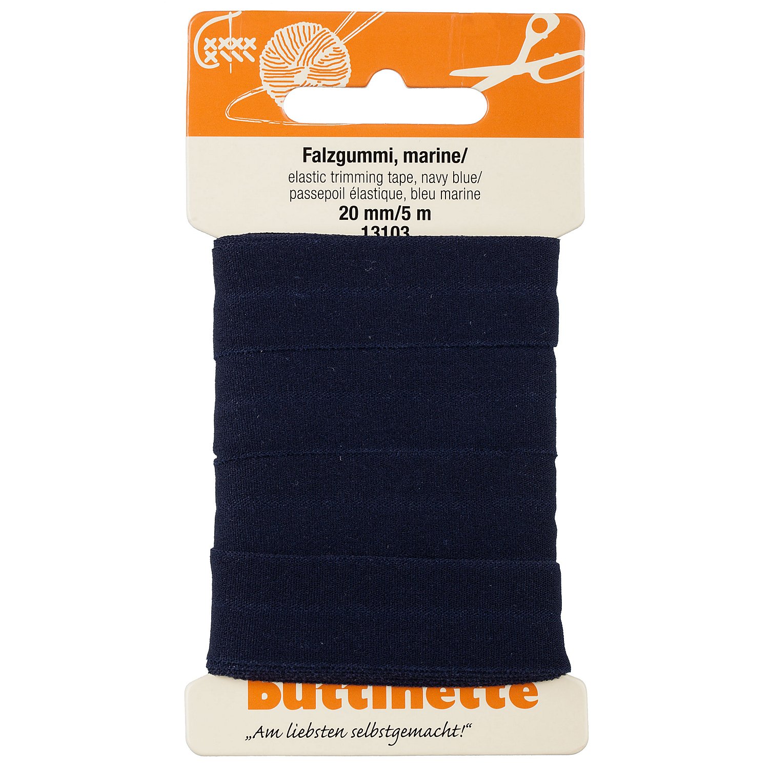 buttinette Falzgummi, marine, Breite: 2 cm, 5 m