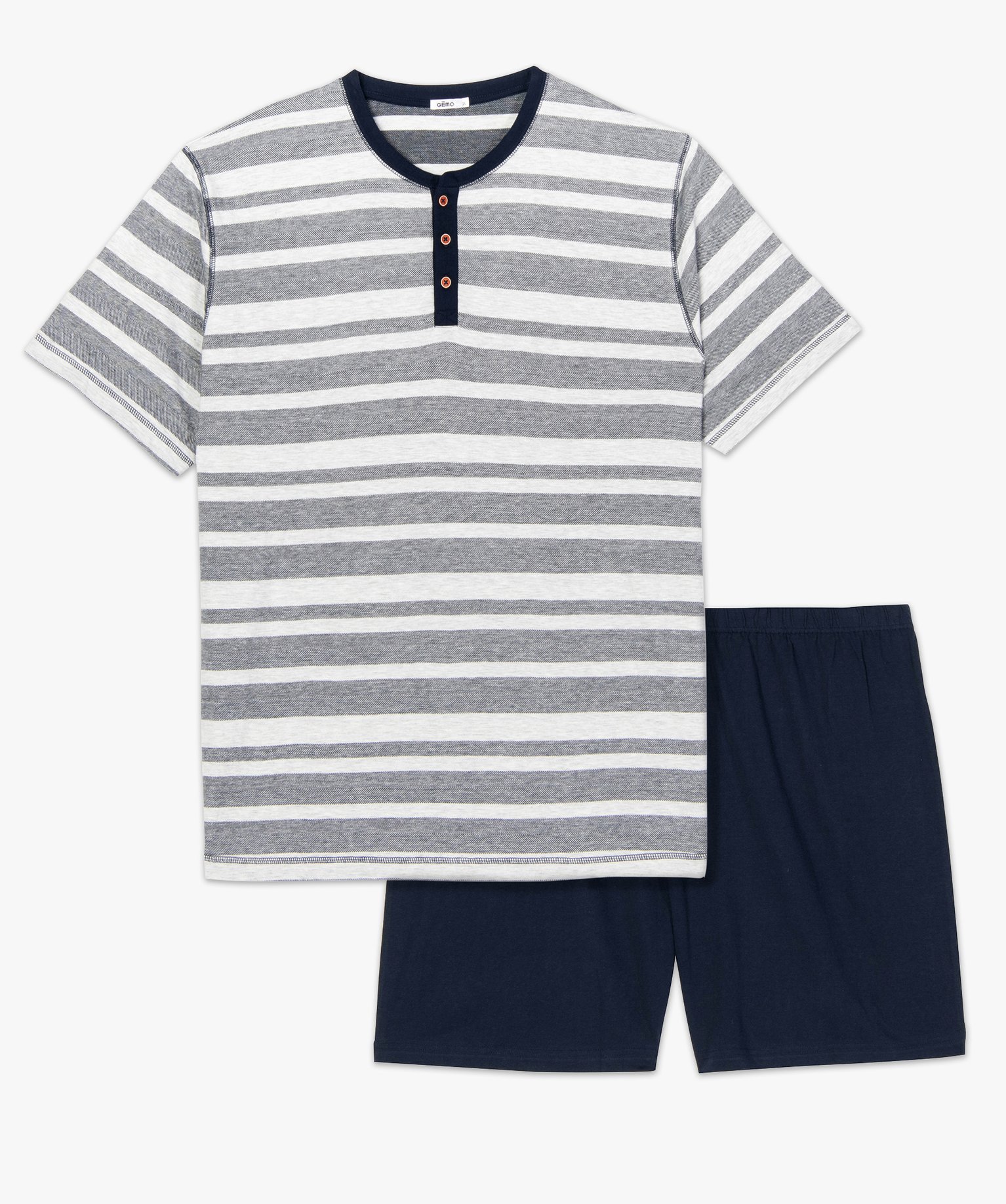 Pyjashort homme grande taille avec haut rayé raye | GEMO