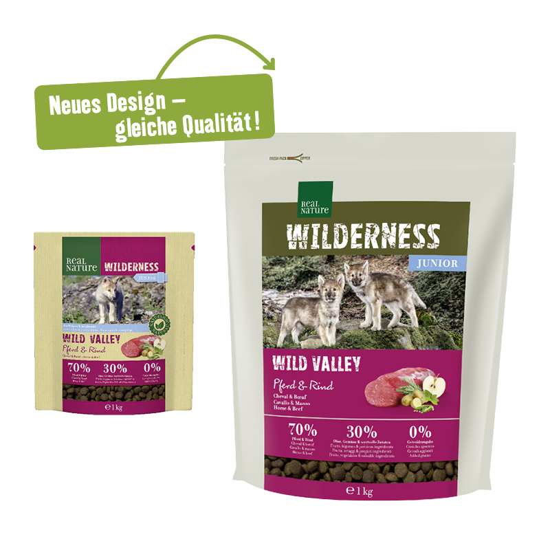 REAL NATURE Hundetrockenfutter REAL NATURE WILDERNESS Junior Wild Valley Pferd & Rind 1 kg