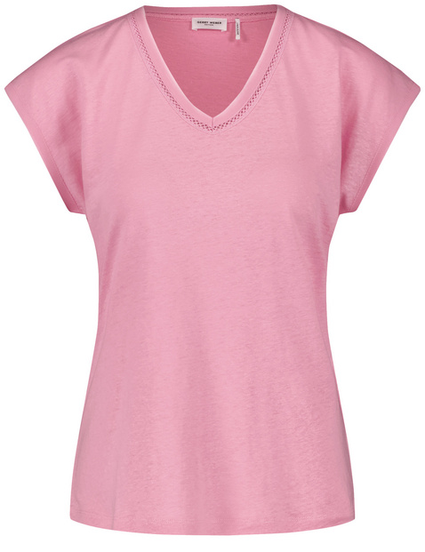 Kurzarmshirt mit Chiffonblende