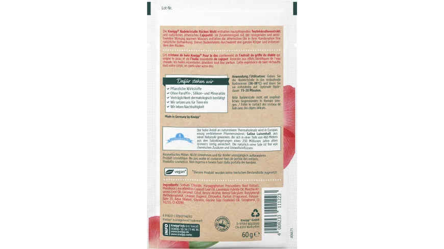 Kneipp Badekristalle Rücken Wohl 60 g