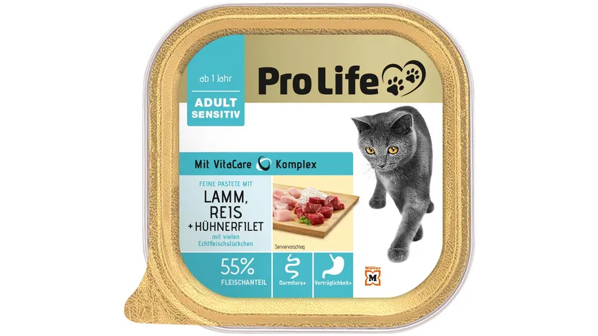 Pro Life Adult Sensitiv - Feine Pastete mit Lamm, Reis + Hühnerfilet 100 g
