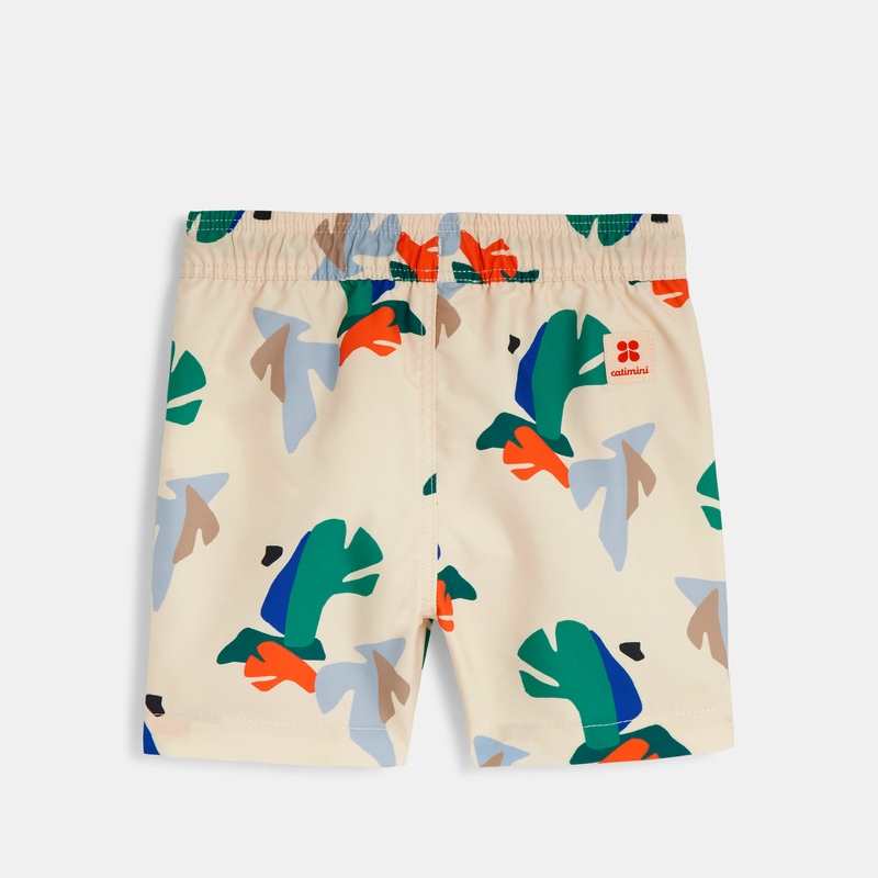 Short de bain bébé garçon beige à motifs feuilles géométriques Catimini