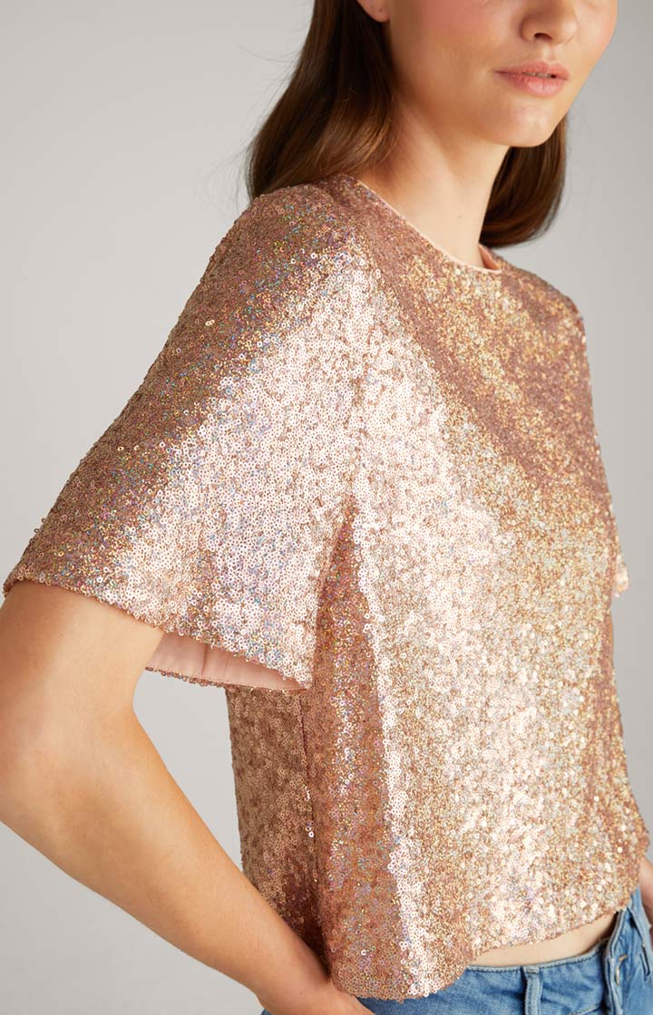 Pailletten-Blusenshirt in Kupfer/Gold