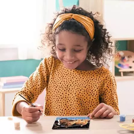 CreArt Fohlen mit Kätzchen - Malen nach Zahlen für Kinder ab 7 Jahren