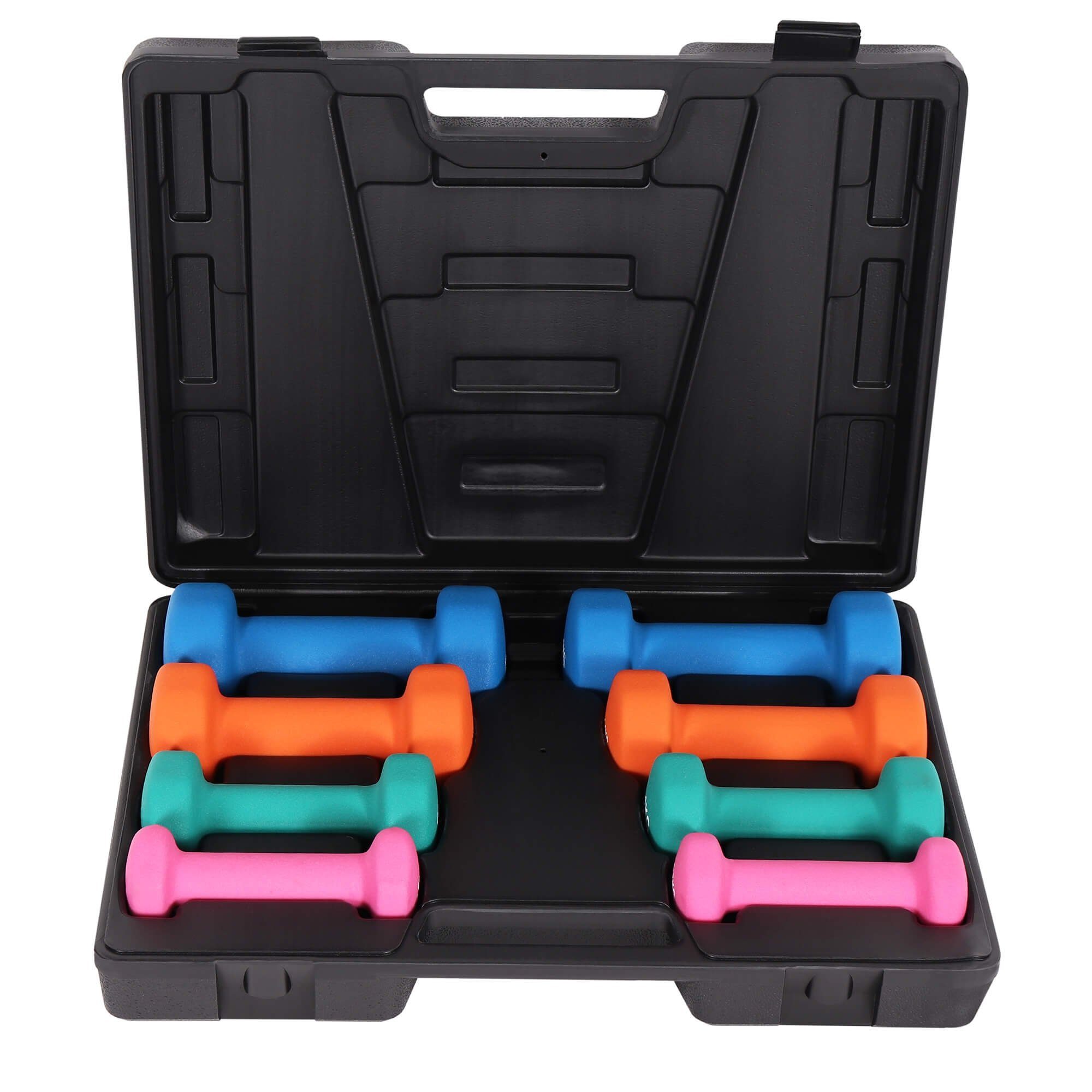 GORILLA SPORTS Hantel-Set Gymnastikhanteln Set - 10kg Gewichte mit Koffer, Neopren - Kurzhanteln, (Set)