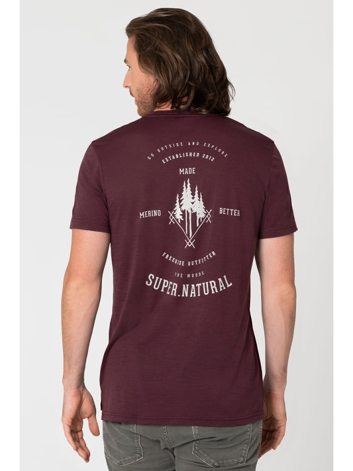 super.natural Merino T-Shirt M FREERIDE TEE in weinrot günstig kaufen S
