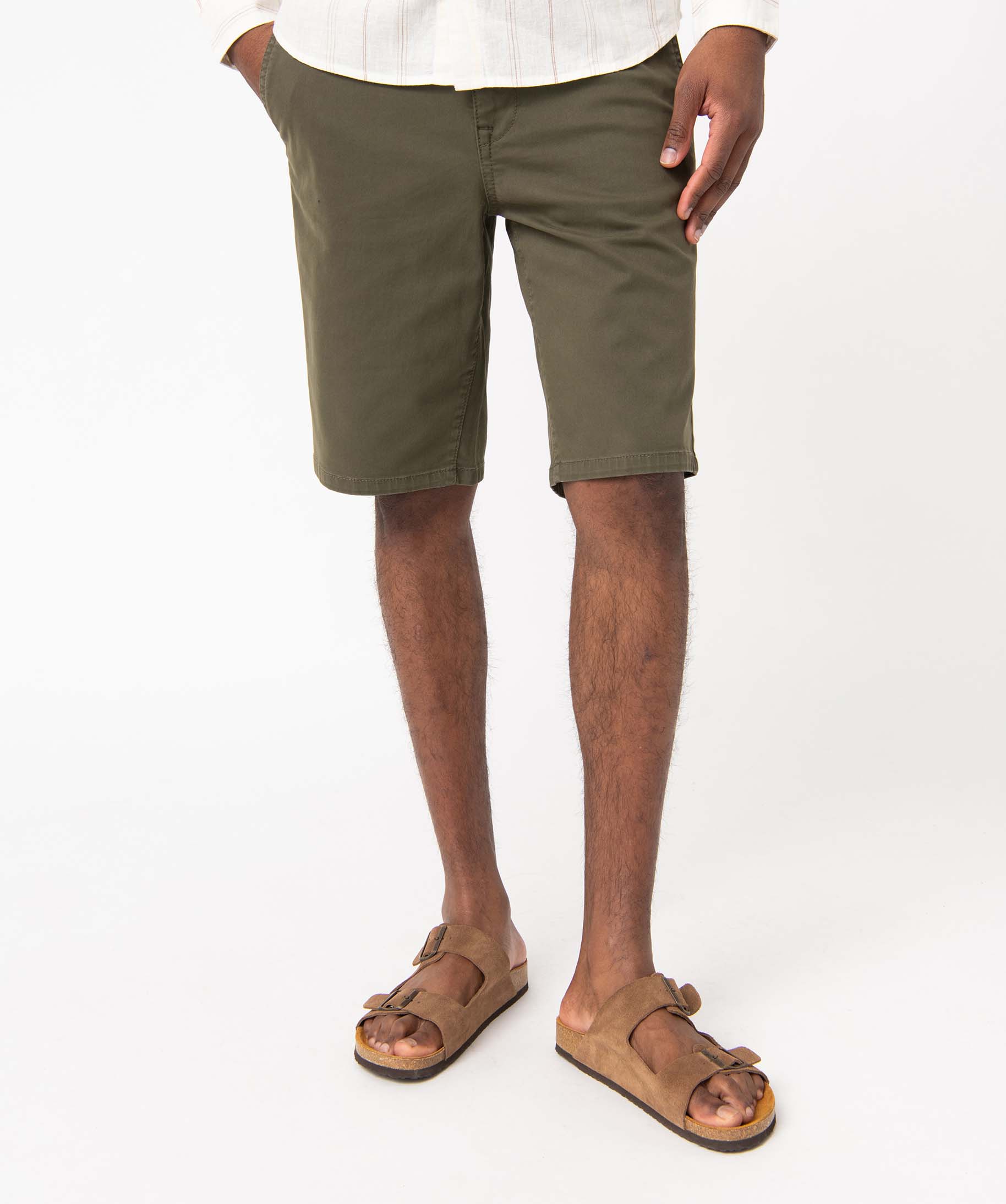 Bermuda homme coupe chino à taille élastiquée kaki | GEMO