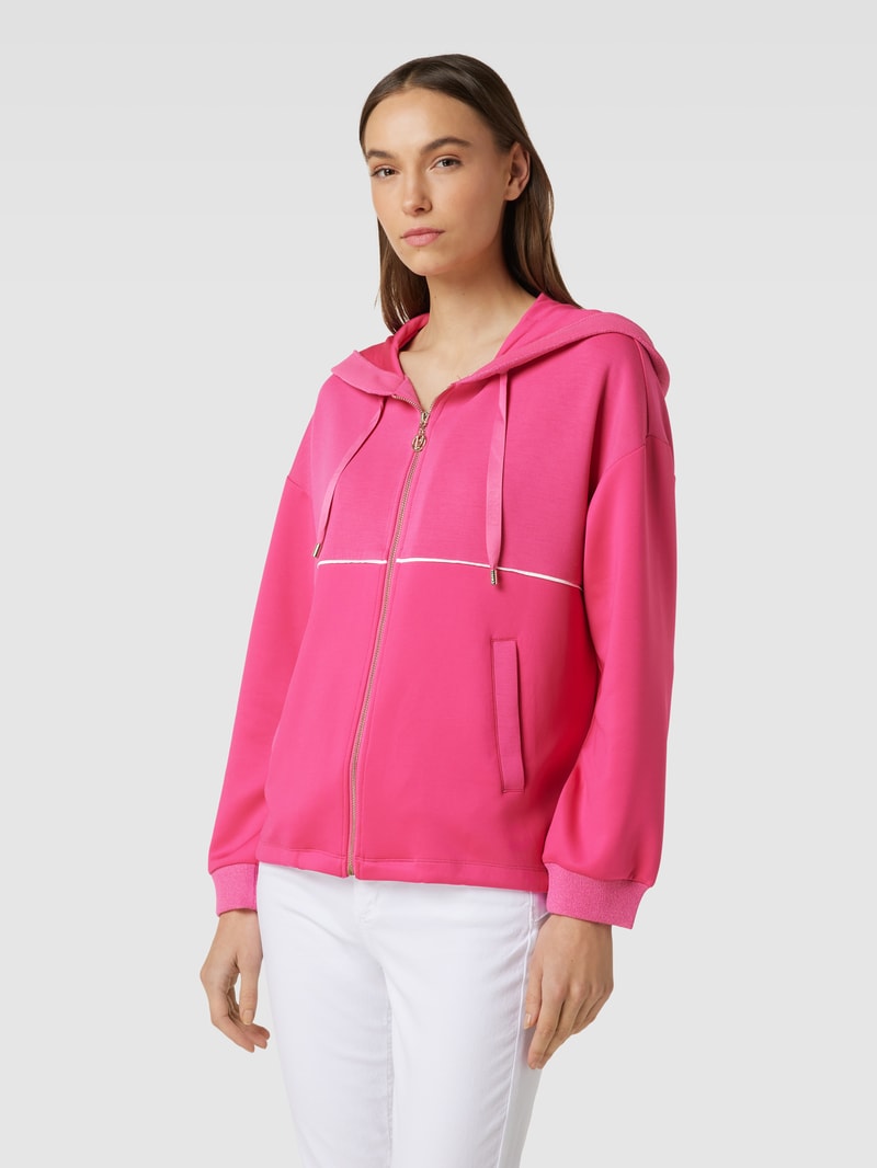 Sweatjacke mit Kapuze und Tunnelzug in pink