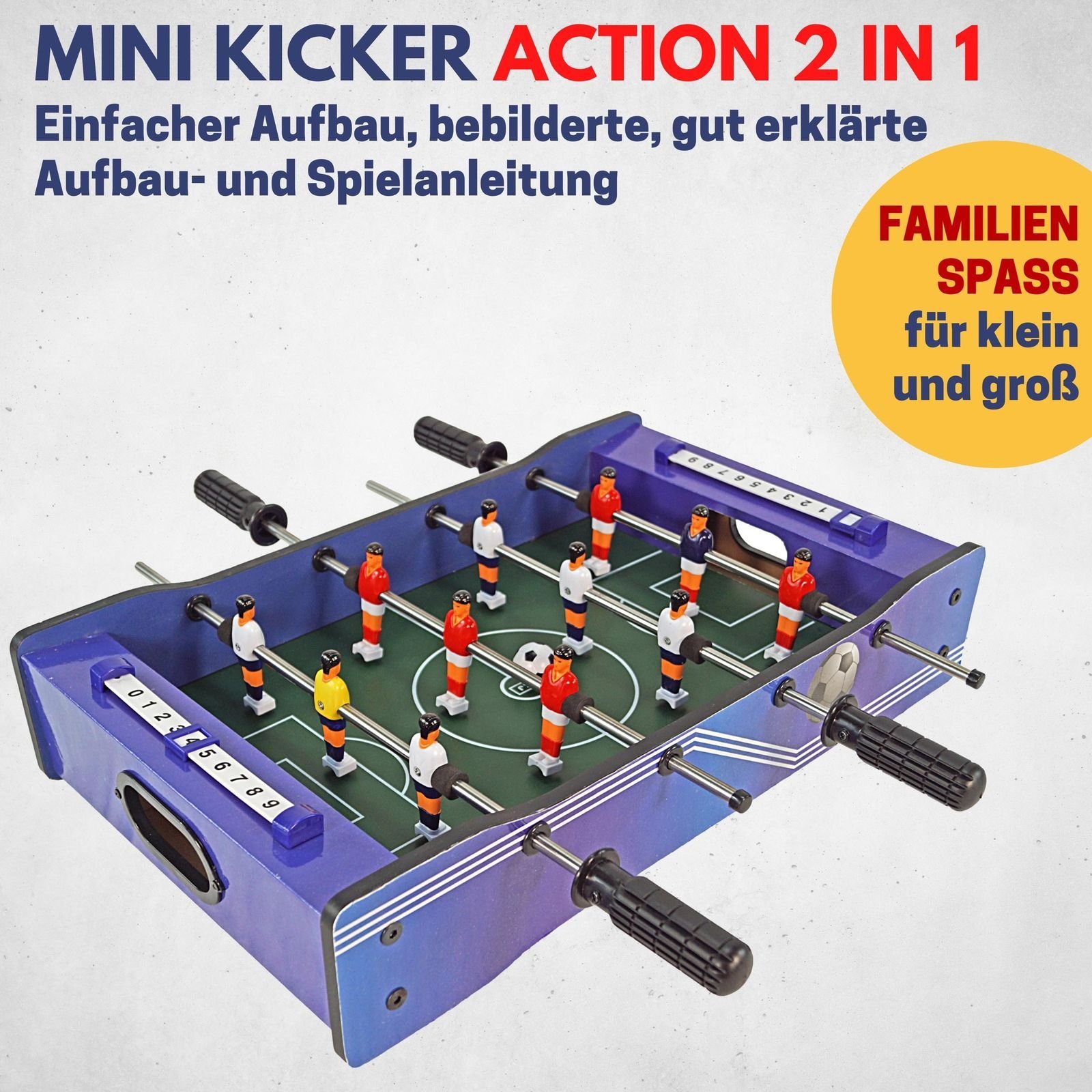 Best Sporting Mini-Tischkicker Mini Tischkicker 2 in 1 Fußball und Hockey I Kickertisch klein ideal für das Tischfussball Kinder Match, Mini Kicker Tischfussball mit 12 Spielern und 2 Bällen I Mini Football Game