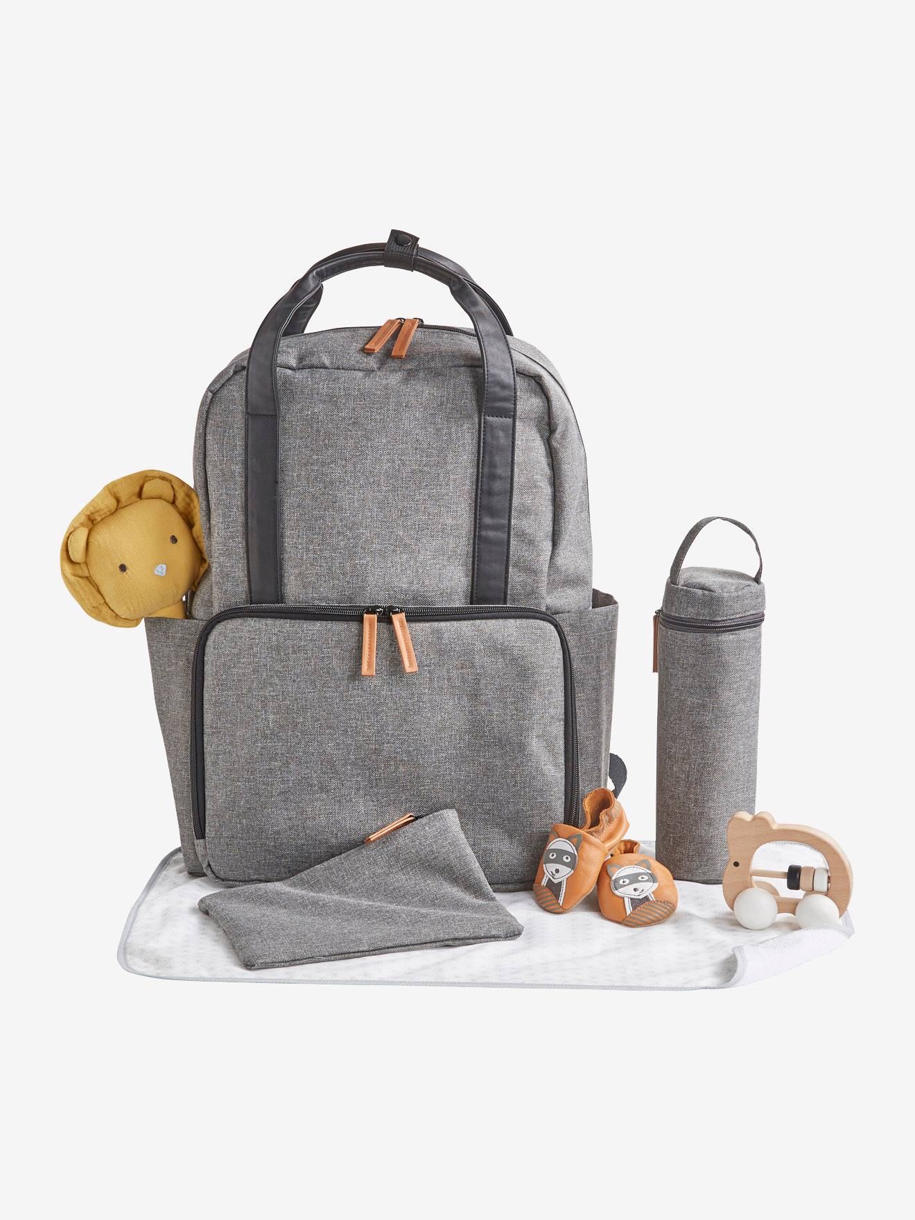 Sac à dos à langer vertbaudet gris chiné