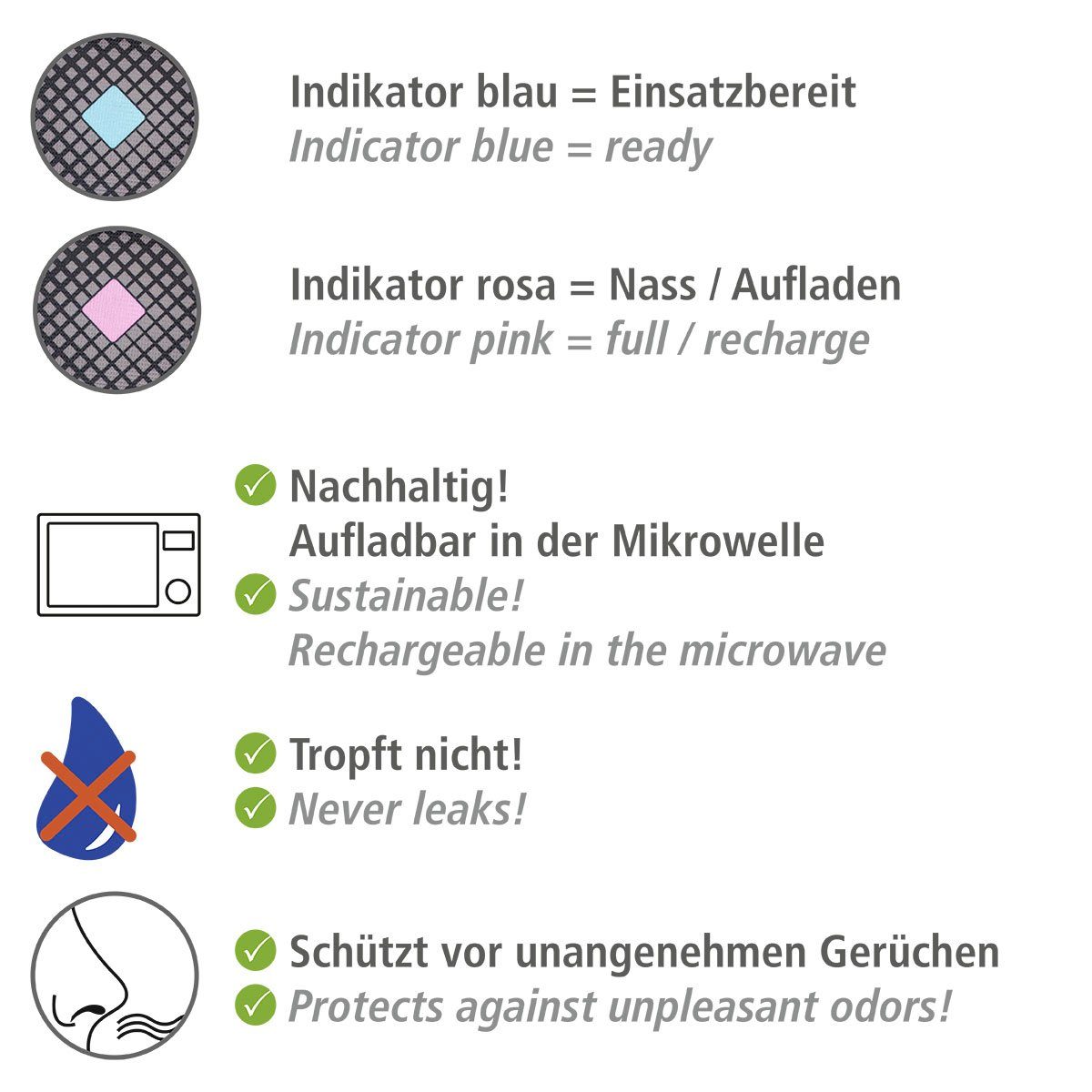 WENKO Luftentfeuchter Auto-Entfeuchter, für 20 m³ Räume, mit Indikator, 2 Stk.