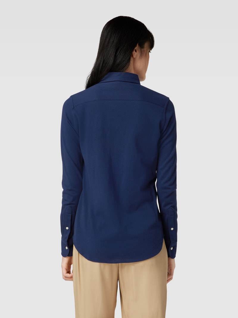 Hemdbluse mit Label-Stitching Modell 'HEIDI' in marineblau