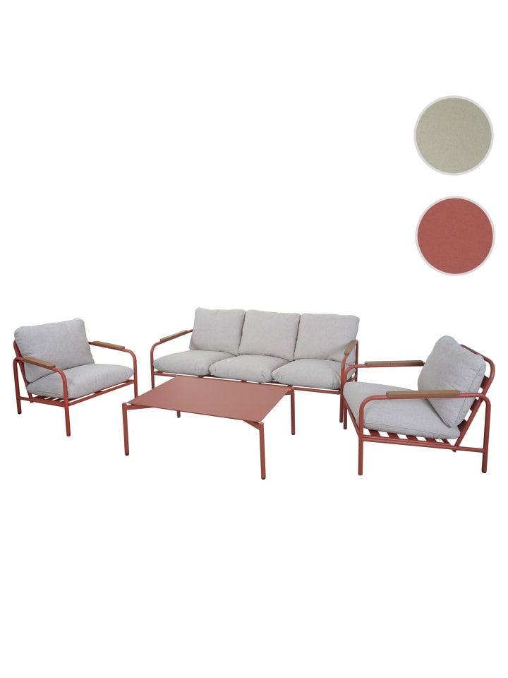 MCW Aluminium-Gartengarnitur O11, Terrakotta Polster beige günstig kaufen onesize