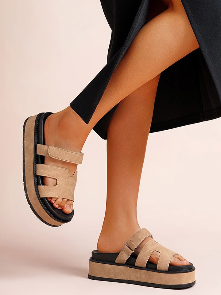 Foreverfolie Pantoletten in Beige günstig kaufen