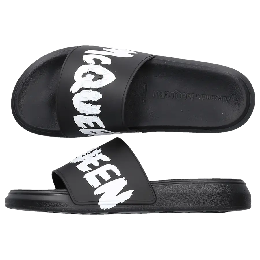 Alexander McQueen - Badeschuhe SLIDER Gummi - schwarz