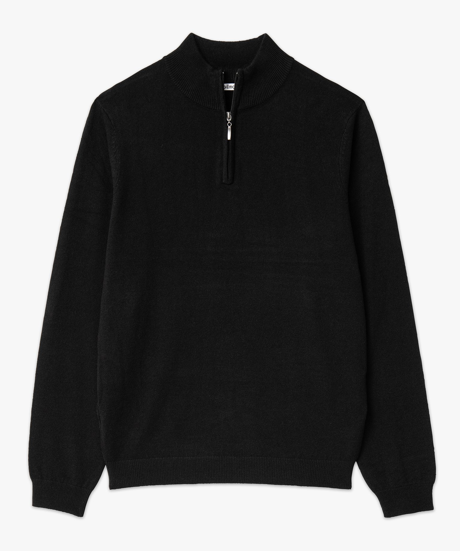 Pull col camionneur zippé en fine maille homme noir | GEMO
