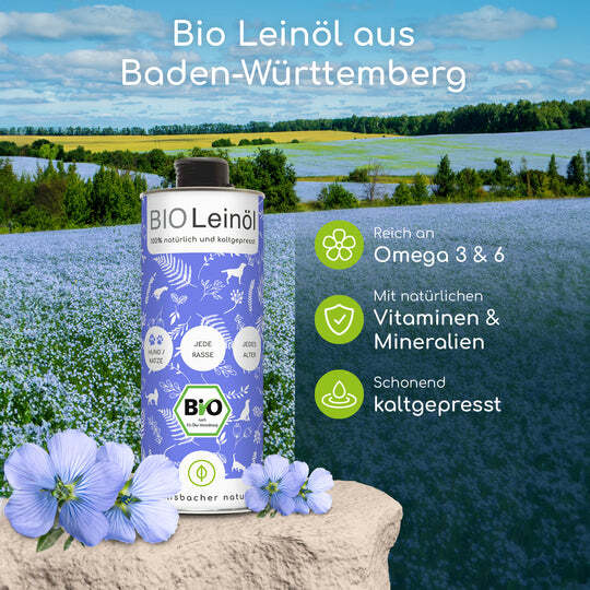 Wolfsbacher Natur Ergänzungsfutter & Aufzucht Wolfsbacher Natur Bio Leinöl 1 l
