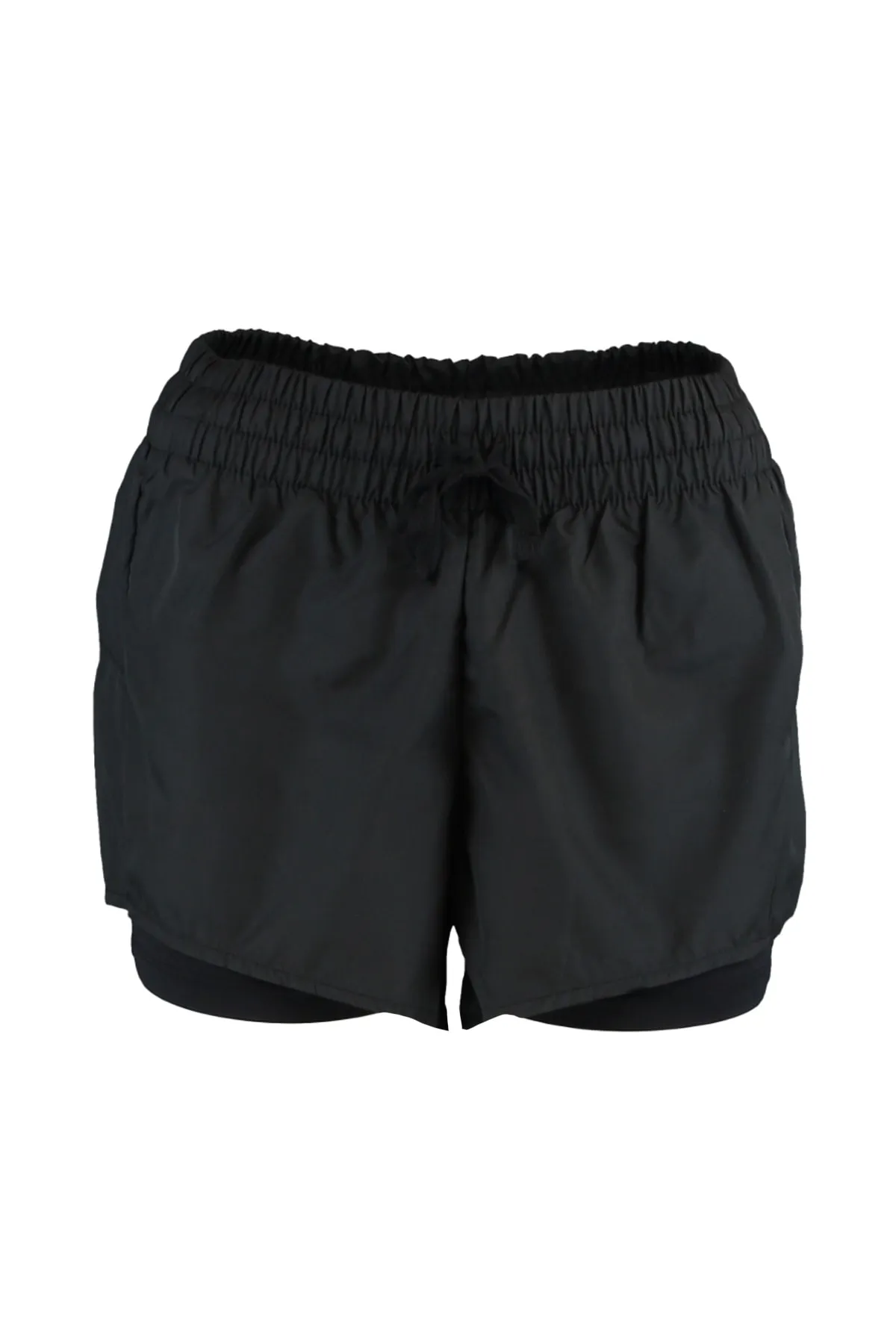 Trendyol Collection  Schwarze zweilagige gestrickte Sportshorts aus Fallschirmstoff mit Innenshorts TWOAW21SR0012