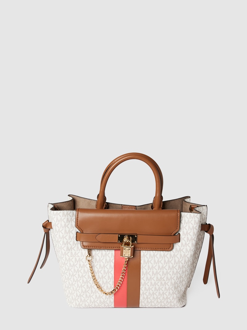 Handtasche mit Kontrastbesatz in koralle
