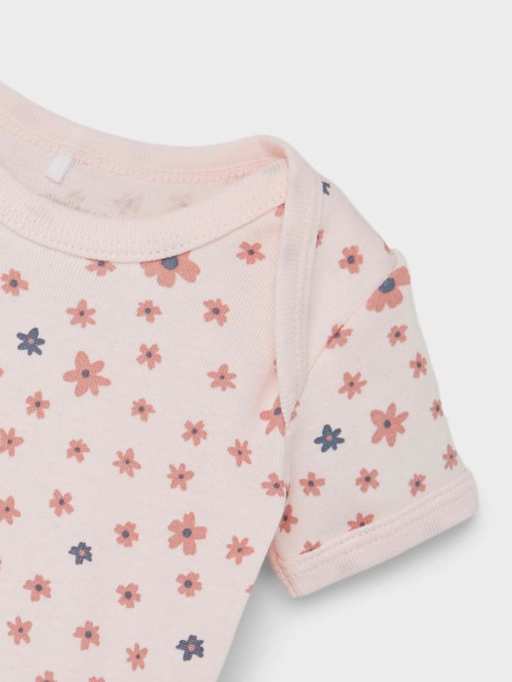 name it 3er Pack kurzarm Baby Body mit Herz und Blumen in Rosa günstig kaufen