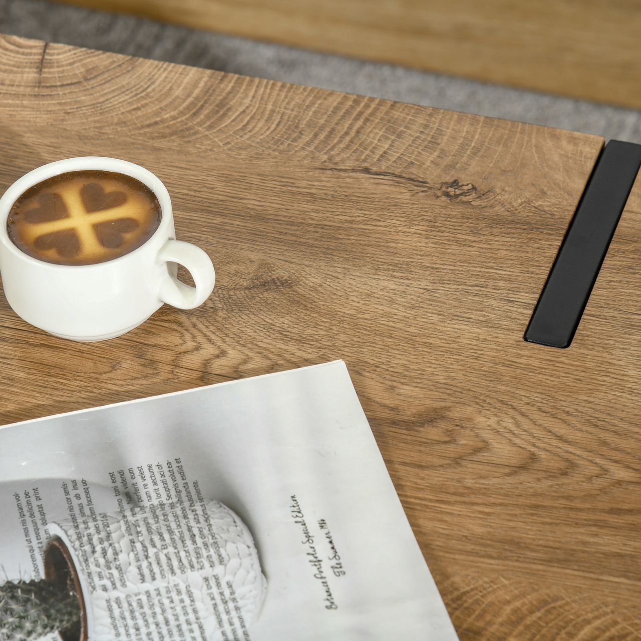 HOMCOM Couchtisch Kaffeetisch mit verstellbaren Fußstützen Beistelltisch Natur
