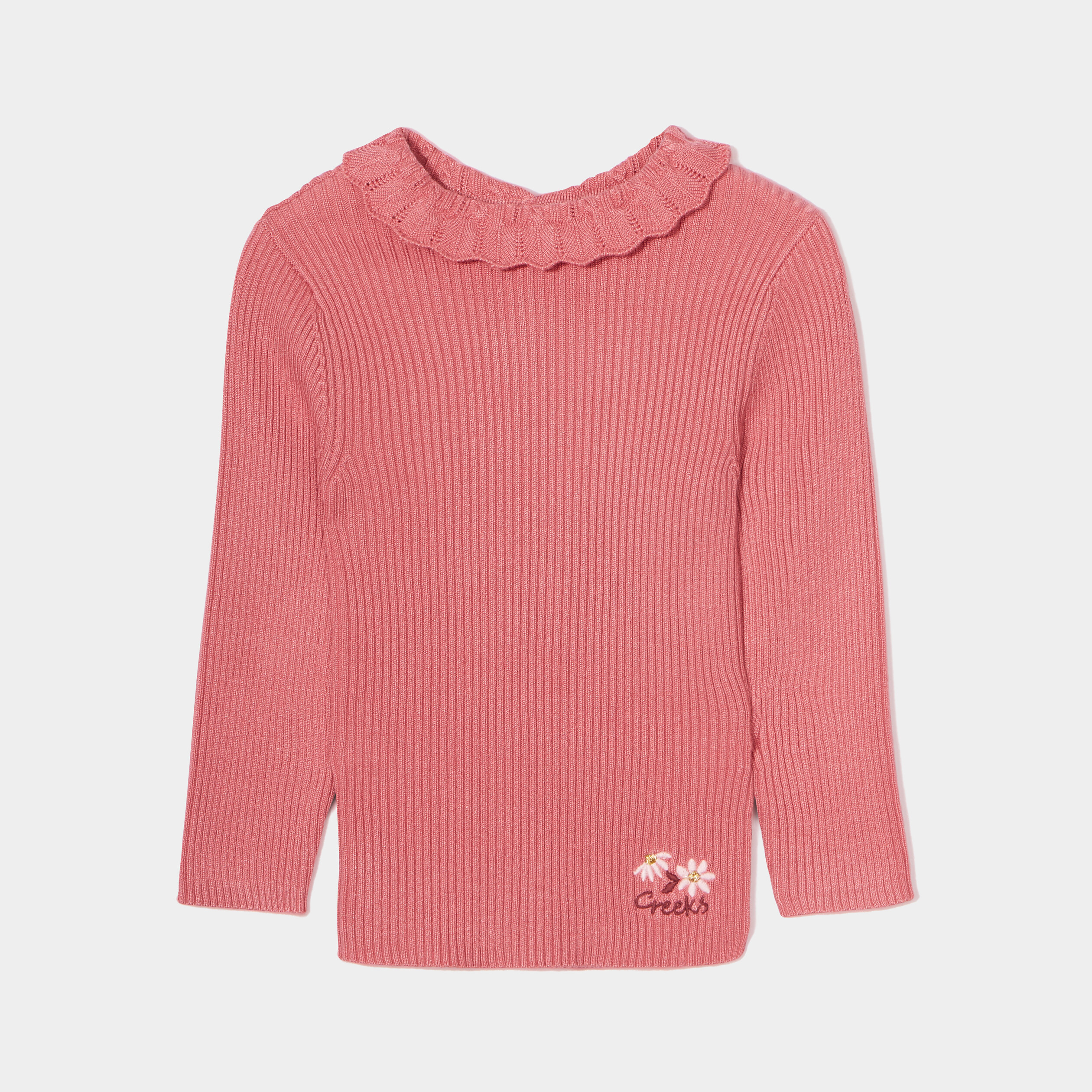 Pull côtelé col claudine Creeks vieux rose bébé fille | La Halle