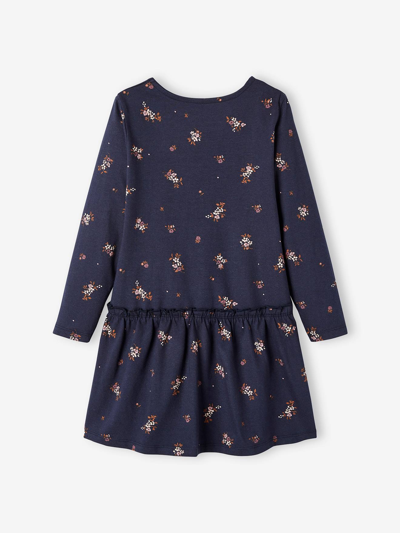 Robe Basics imprimée fille manches longues rose imprimé