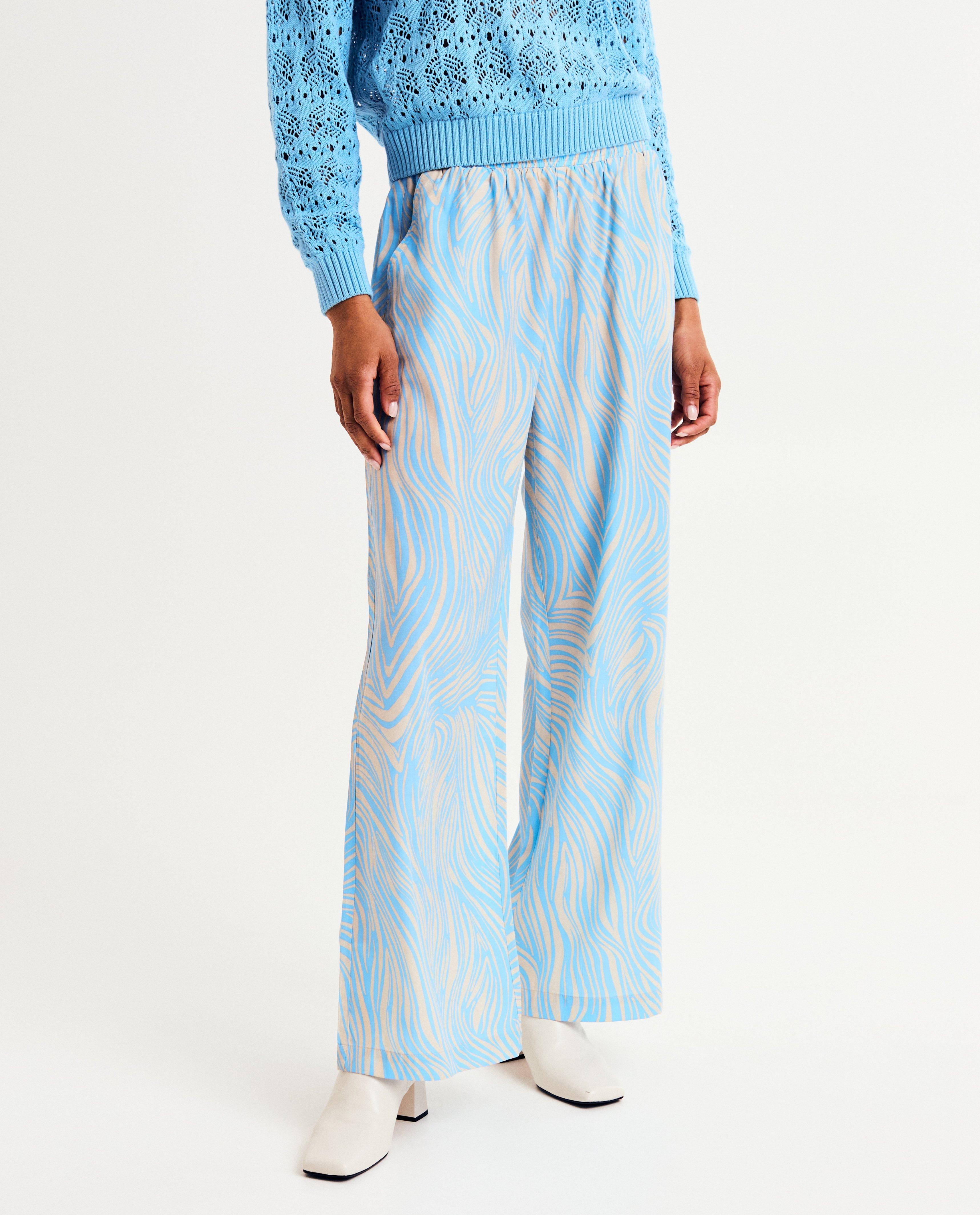 Pantaloni Saint Tropez cu imprimeu zebră albastru