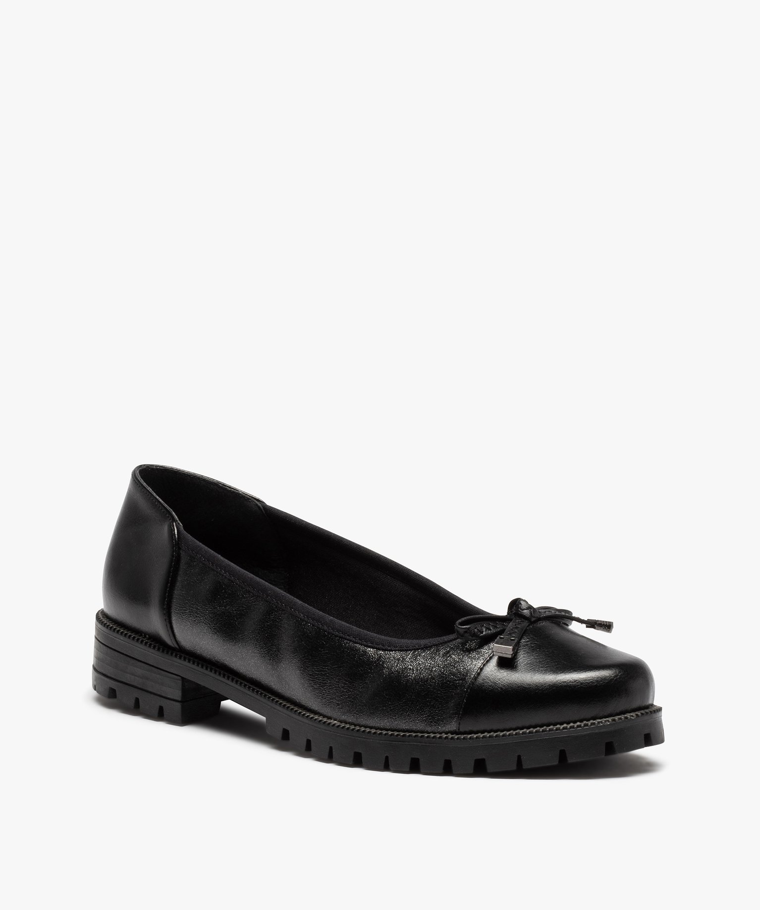 Ballerines femme à talon large et semelle crantée noir | GEMO
