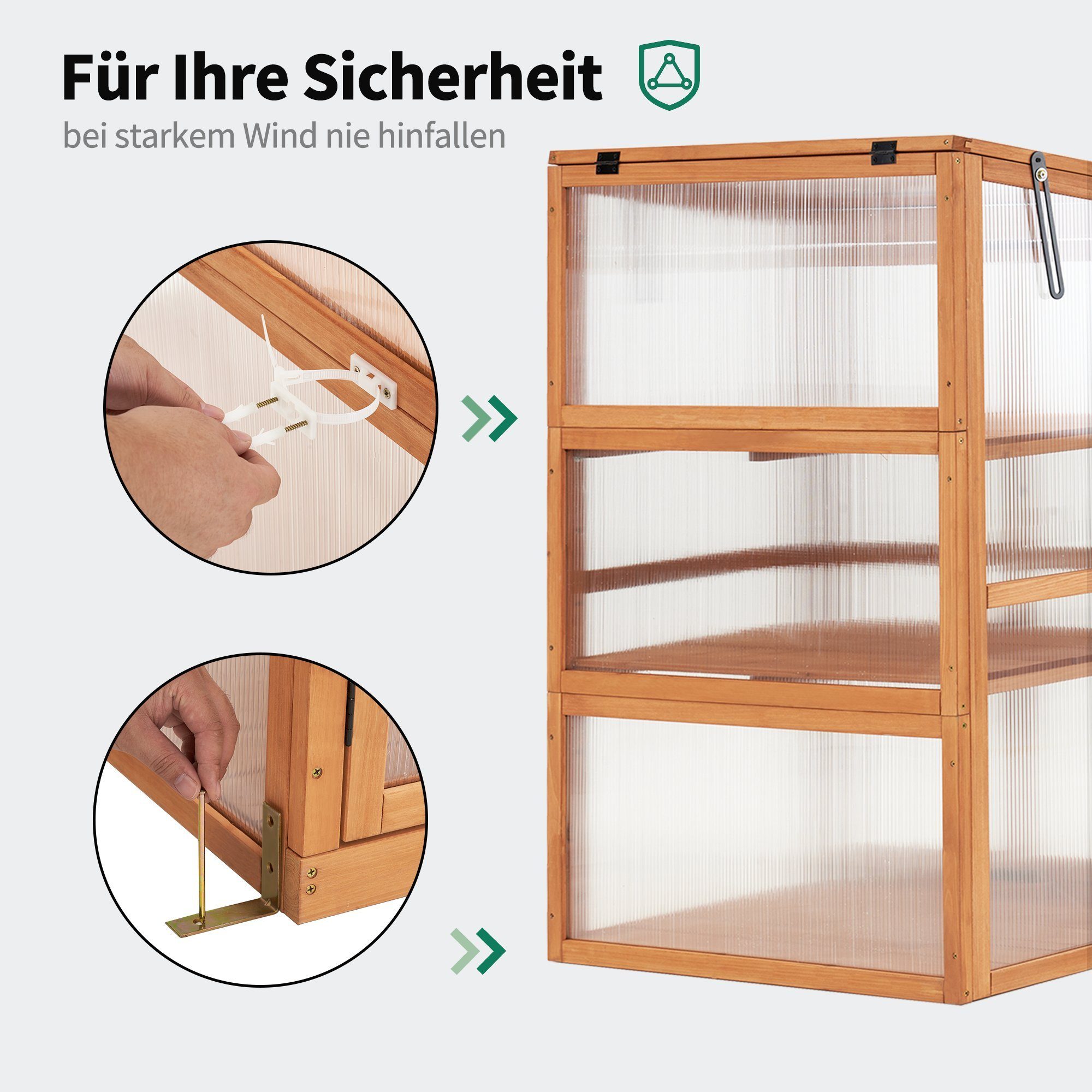 MCombo Anlehngewächshaus M MCombo Gewächshaus Frühbeet Treibhaus Greenhouse 0760, Jede Platte ist 15 kg belastbar. Wetterfest; Anti-Kipp-Stücke;