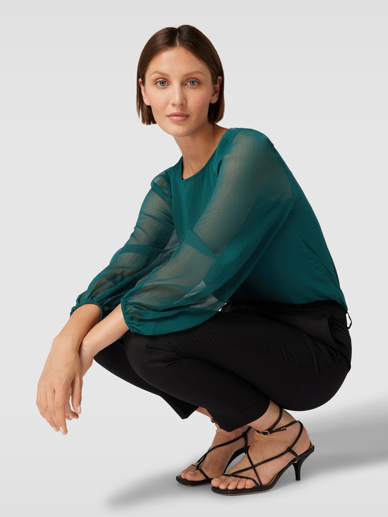 Bluse mit Strukturmuster Modell 'FALIA' in dunkelgrün