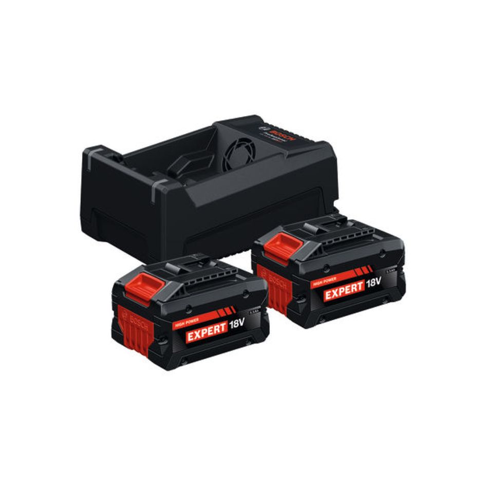 Accessoires bleus Bosch 1600A0373P Kit de démarrage batterie EXBA18V-55 : 2 batteries EXBA18V-55 et chargeur GAL12V/18V-80 dans leur boîte